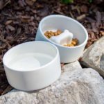 Paikka ruokakuppi ja juomakuppi koira